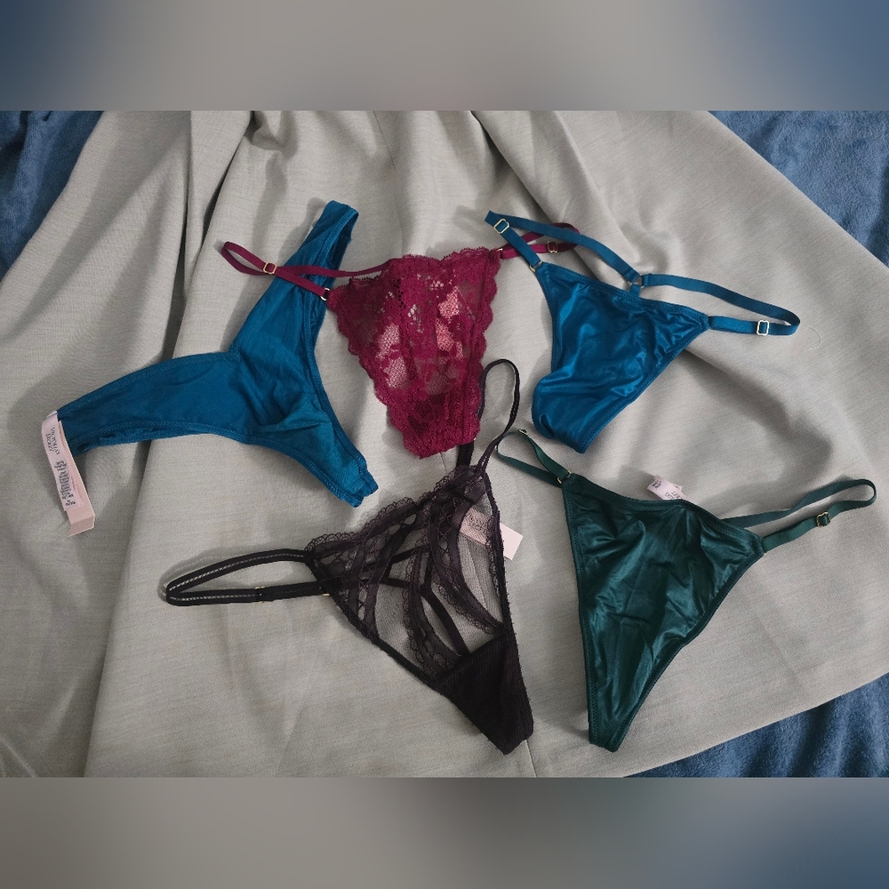 Victoria's Secret Lace Bralettes & Satin Bikini Set - Magenta, Teal, Black